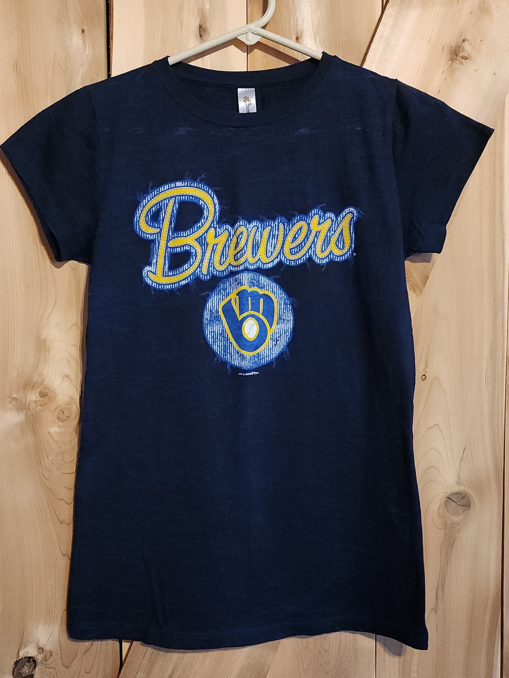 Brewers Navy Short Sleeve Burnout Tee for Women